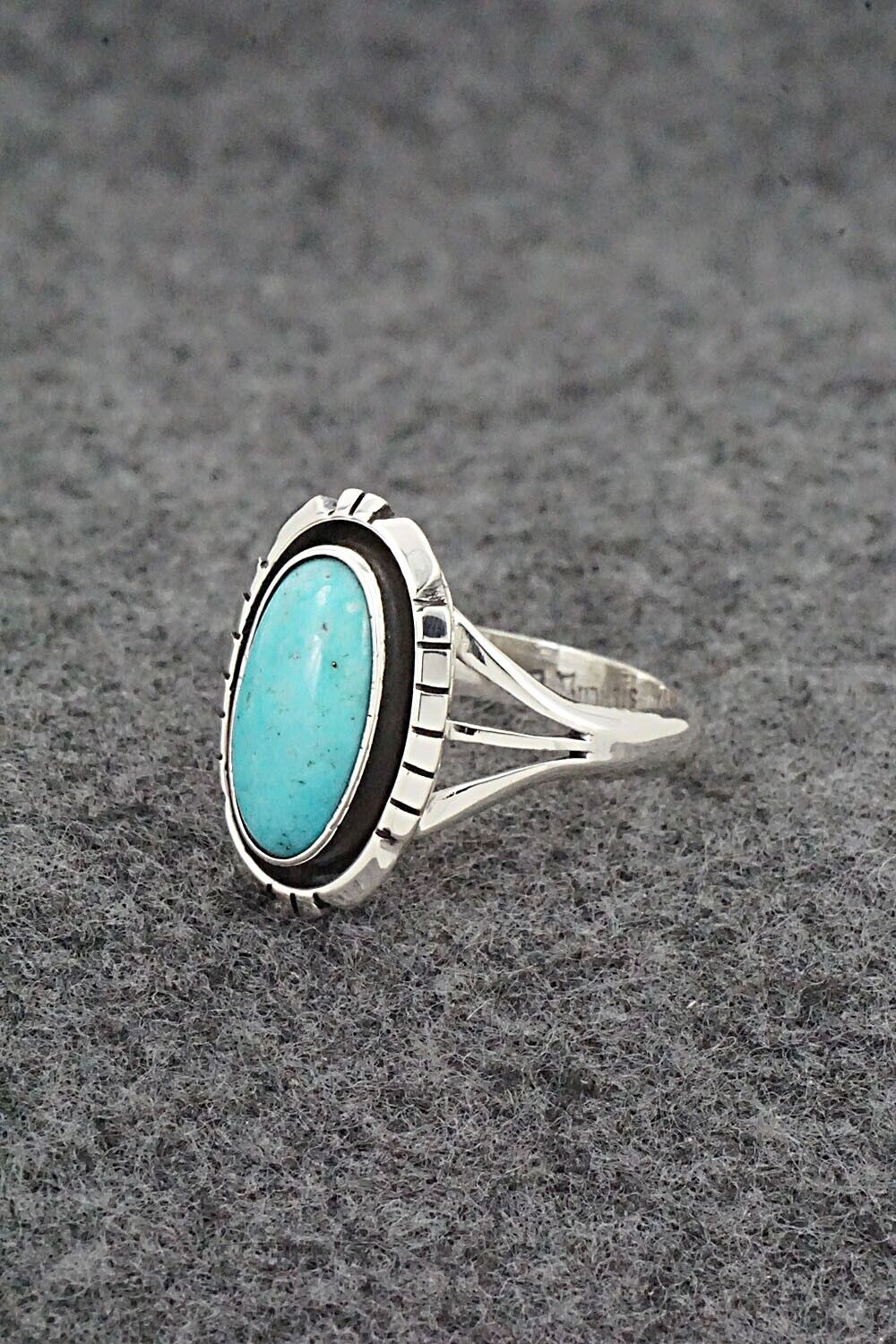 Turquoise & Sterling Silver Ring - Amos Begay - Size 8.25