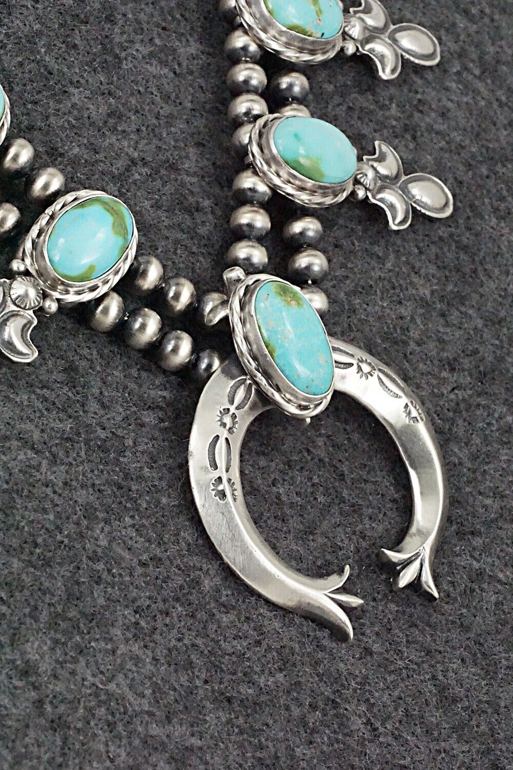 Turquoise & Sterling Silver Squash Blossom Set - Adrienne Gordon