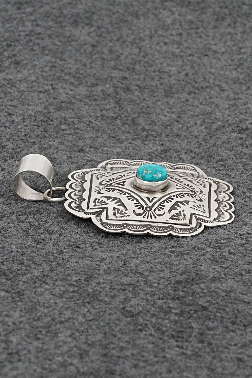 Turquoise & Sterling Silver Pendant - Arnold Blackgoat