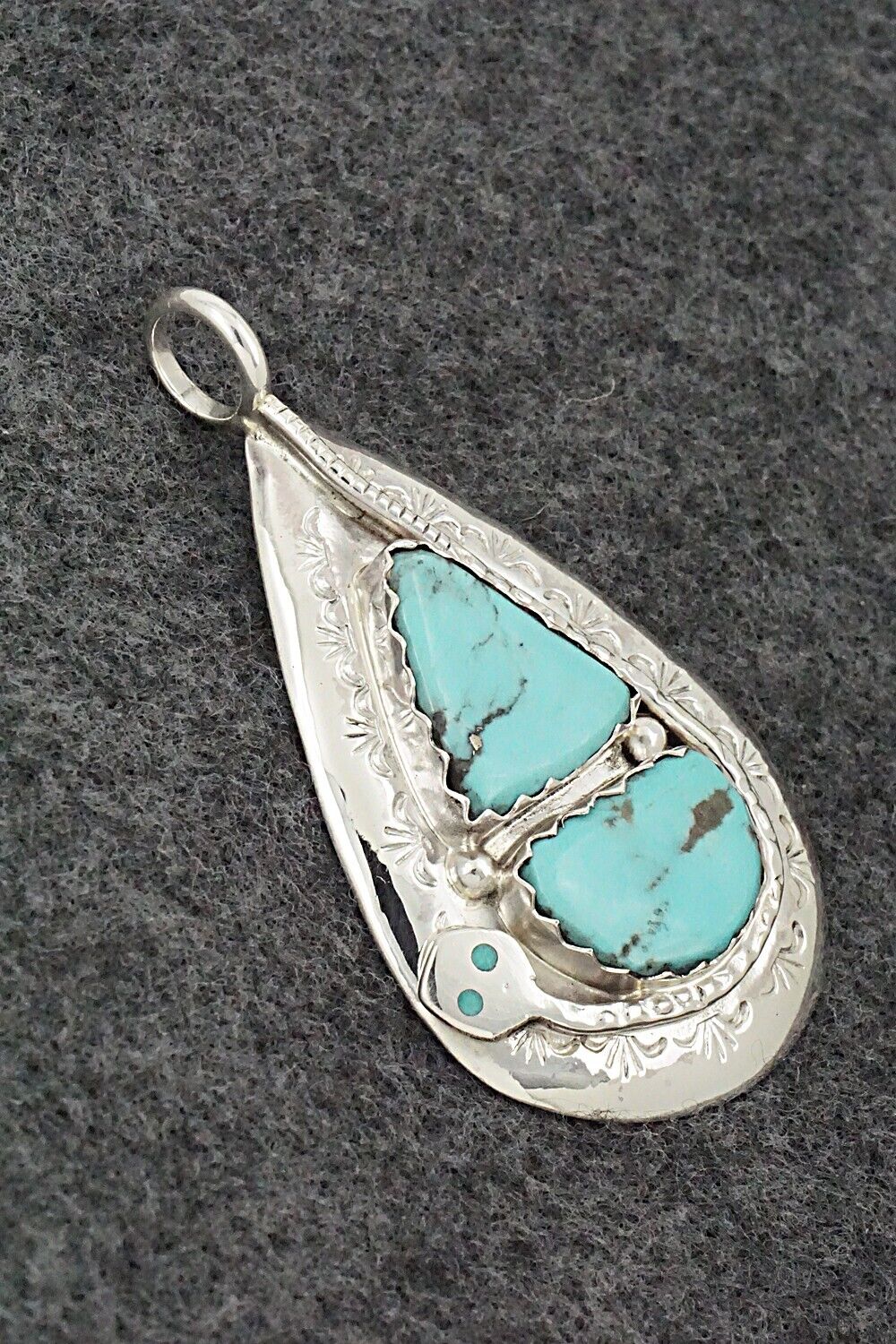 Turquoise and Sterling Silver Pendant - Joy Calavaza