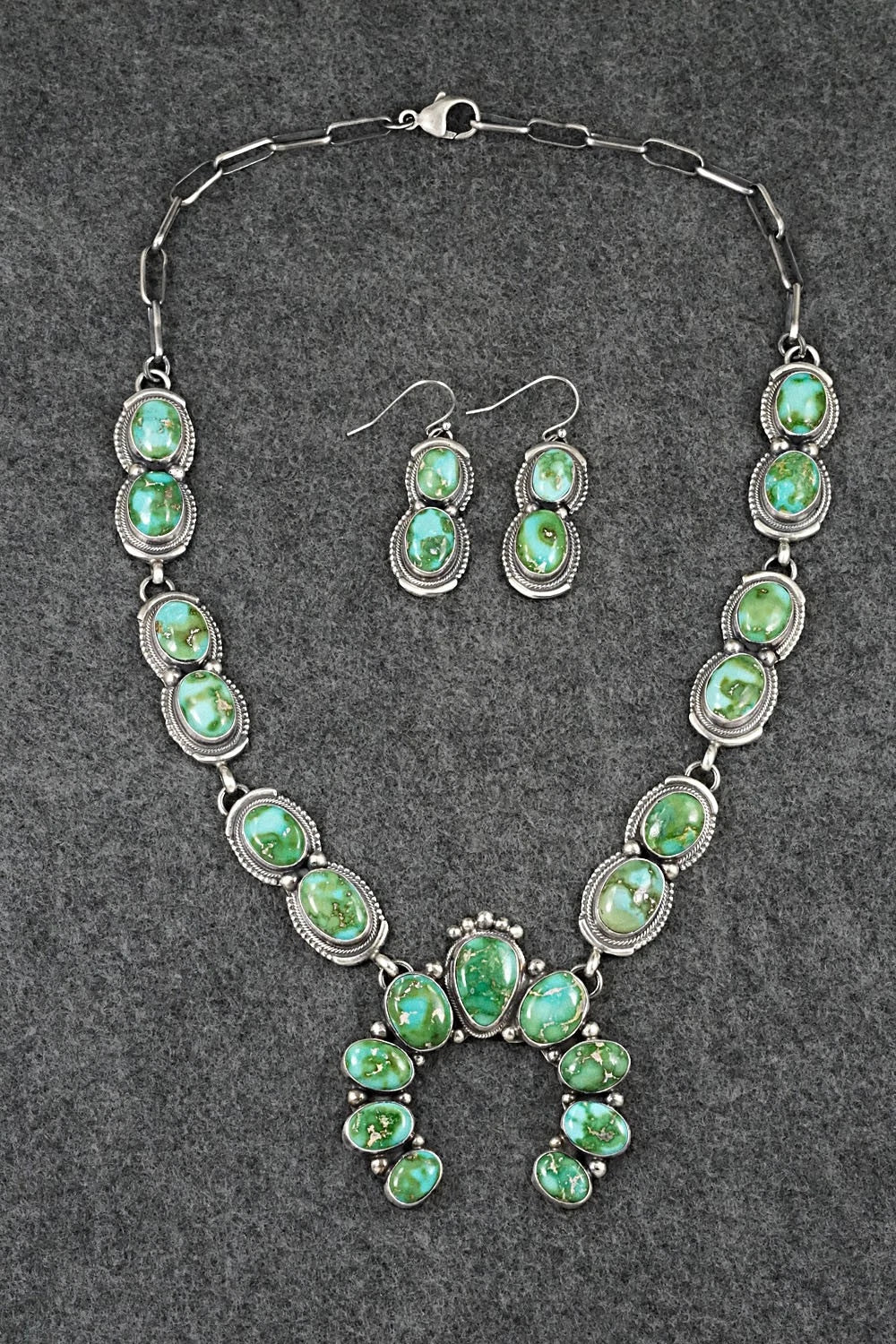 Turquoise & Sterling Silver Squash Blossom Set - Kathleen Livingston
