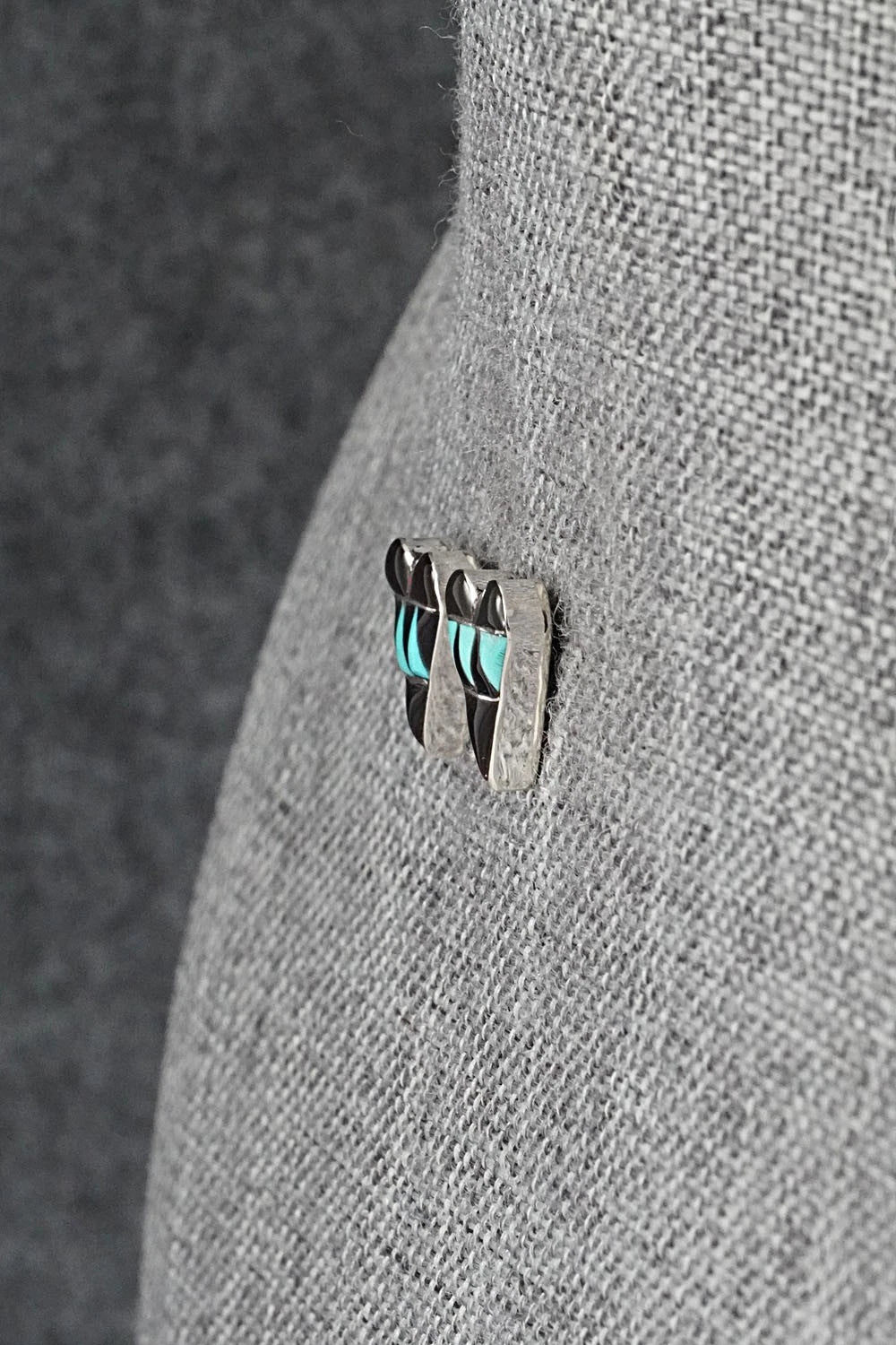 Turquoise, Onyx & Sterling Silver Earrings - Carol Vacit