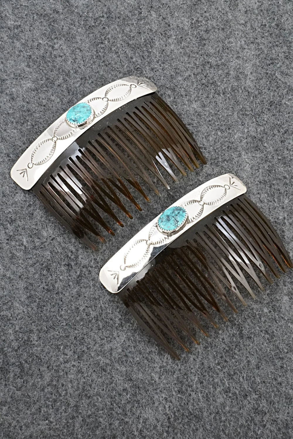 Turquoise & Sterling Silver Hair Combs - Joann Silver