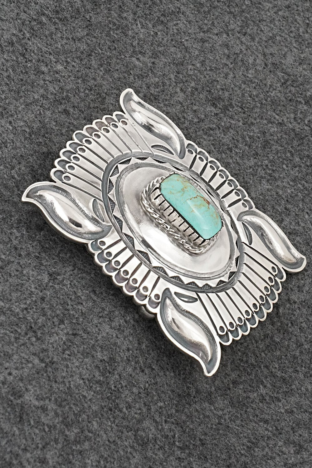 Turquoise & Sterling Silver Belt Buckle - Roland Dixson