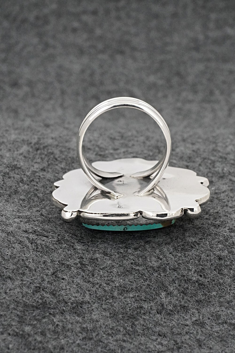 Turquoise & Sterling Silver Ring - Leslie Nez - Size 8.5