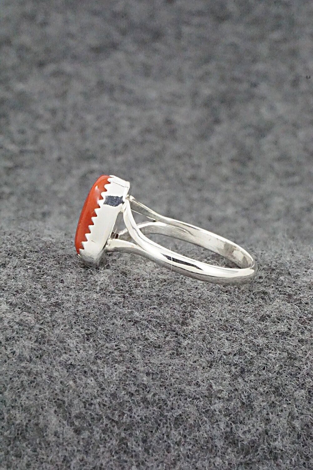 Coral & Sterling Silver Ring - Letricia Largo - Size 8.25