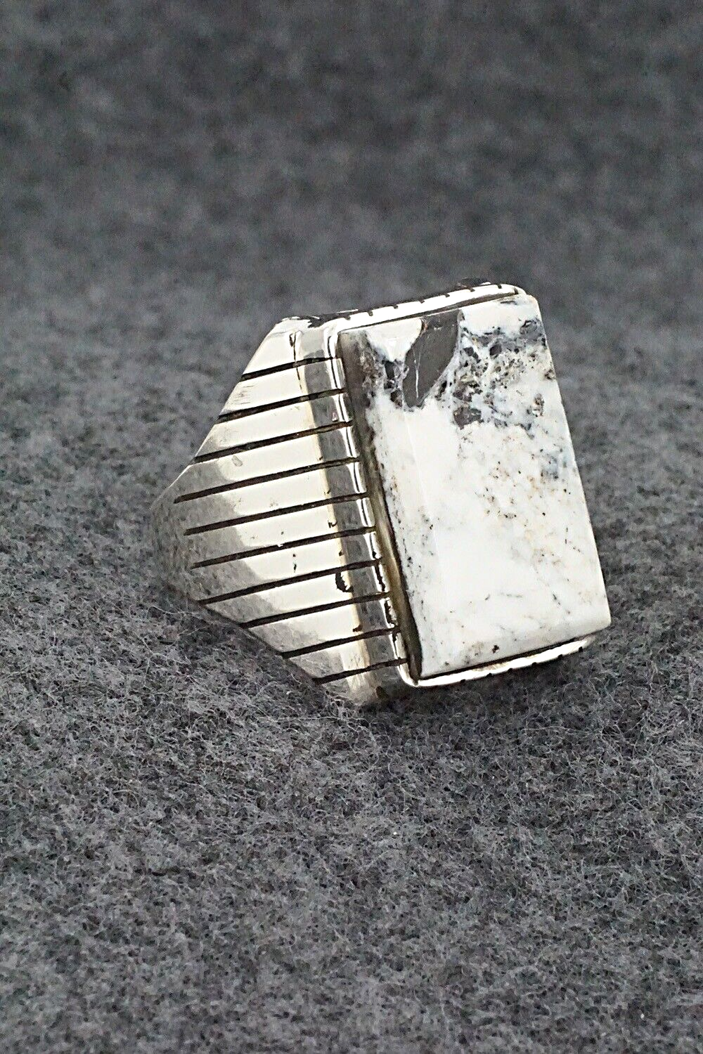 White Buffalo & Sterling Silver Ring - Trevor Jack - Size 13