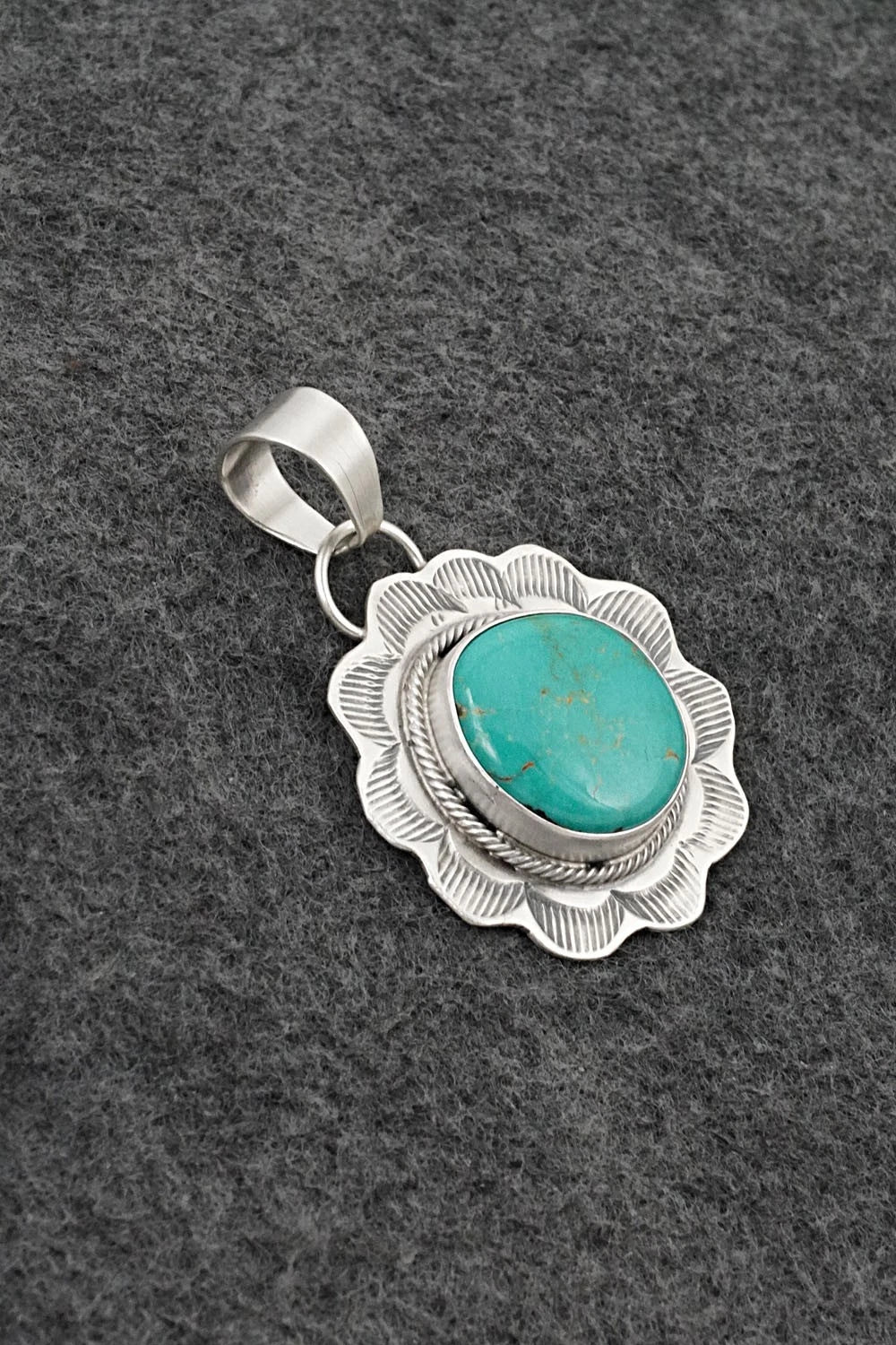 Turquoise & Sterling Silver Pendant - Cordell Platero