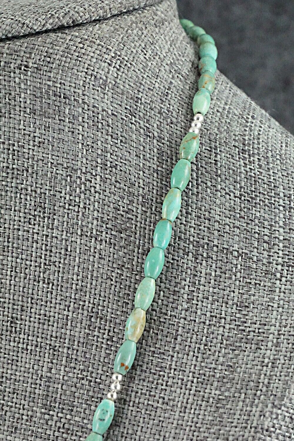 Turquoise & Sterling Silver Necklace 20" - Doreen Jake