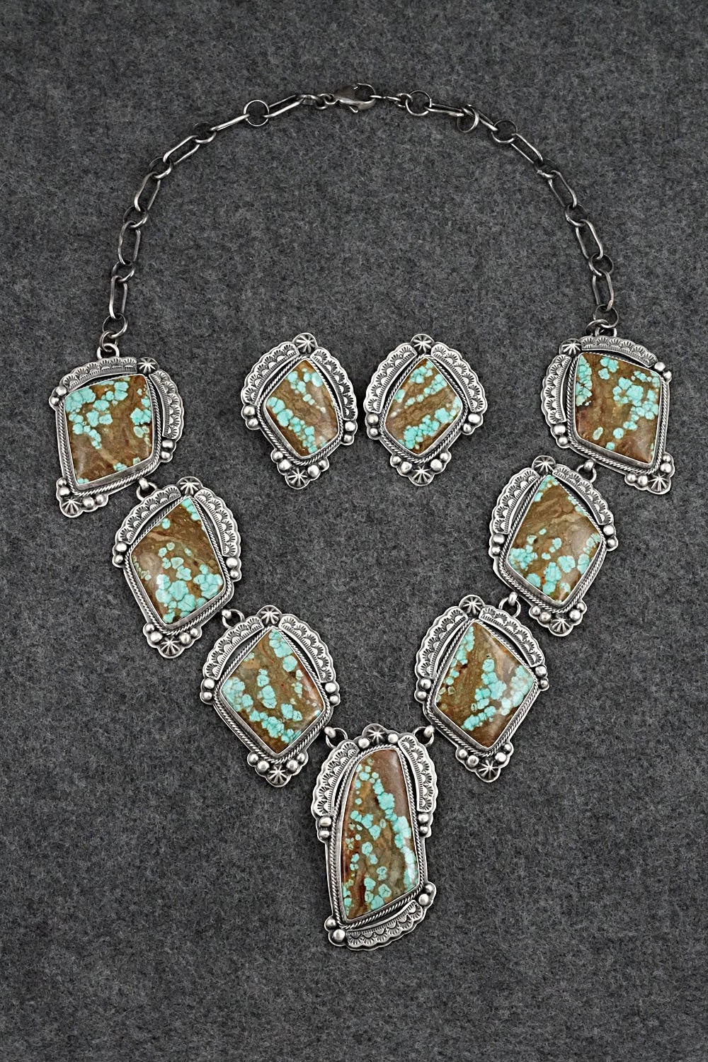 Turquoise & Sterling Silver Necklace and Earrings Set - Randy Boyd
