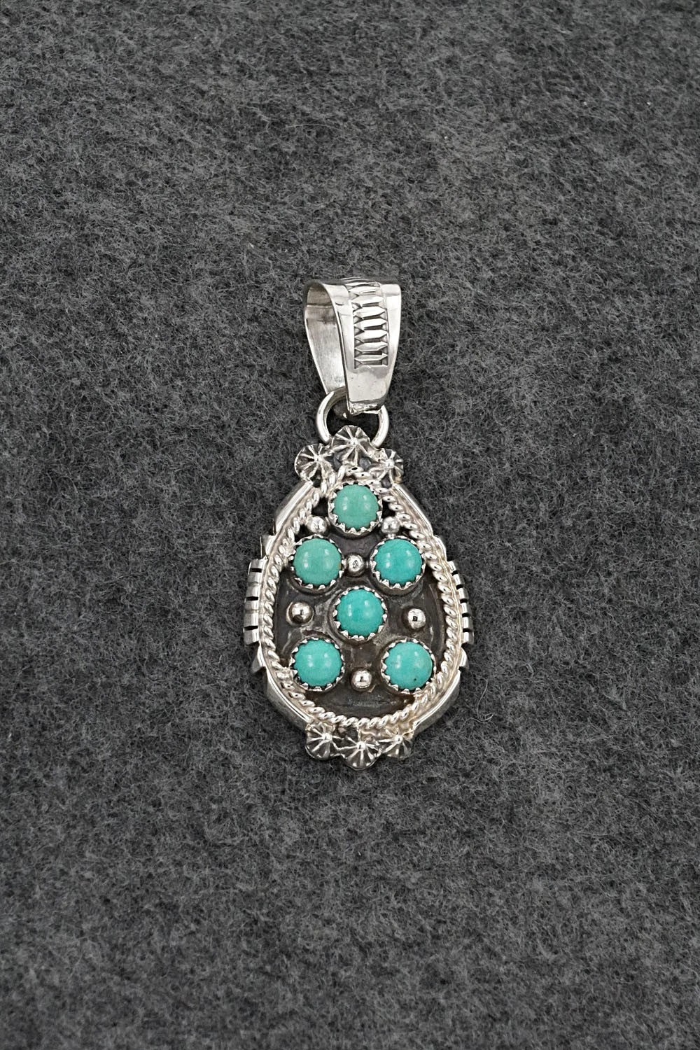 Turquoise & Sterling Silver Pendant - Kenny Lonjose