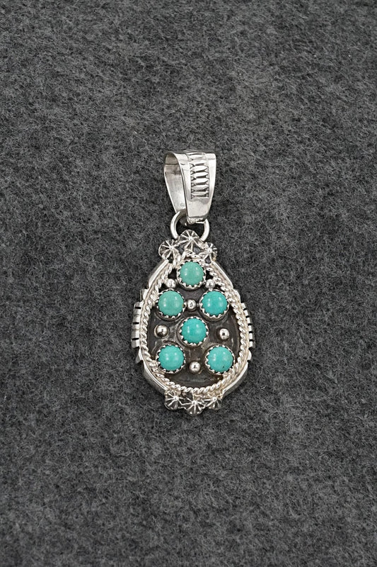 Turquoise & Sterling Silver Pendant - Kenny Lonjose