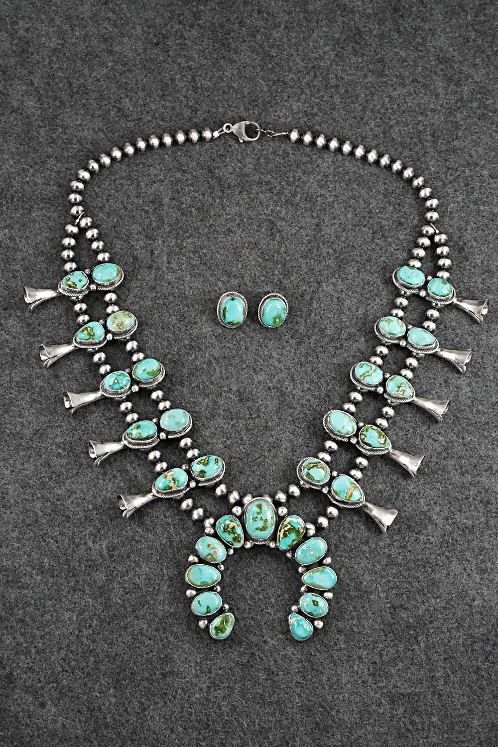Turquoise & Sterling Silver Squash Blossom Set - Darrin Livingston