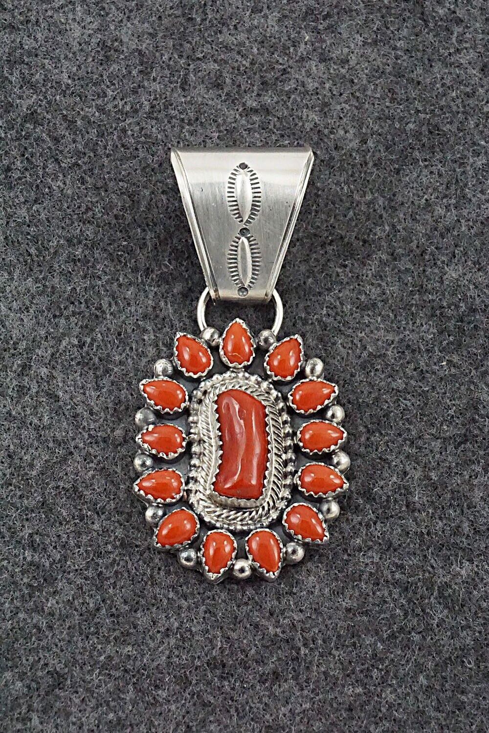 Coral & Sterling Silver Pendant - Tom Lewis