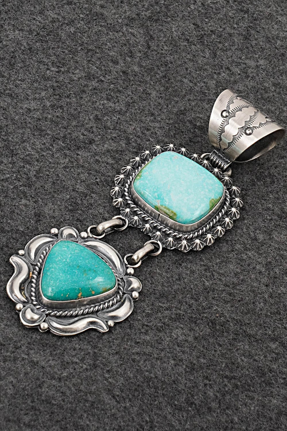 Turquoise & Sterling Silver Pendant - Raymond Delgarito