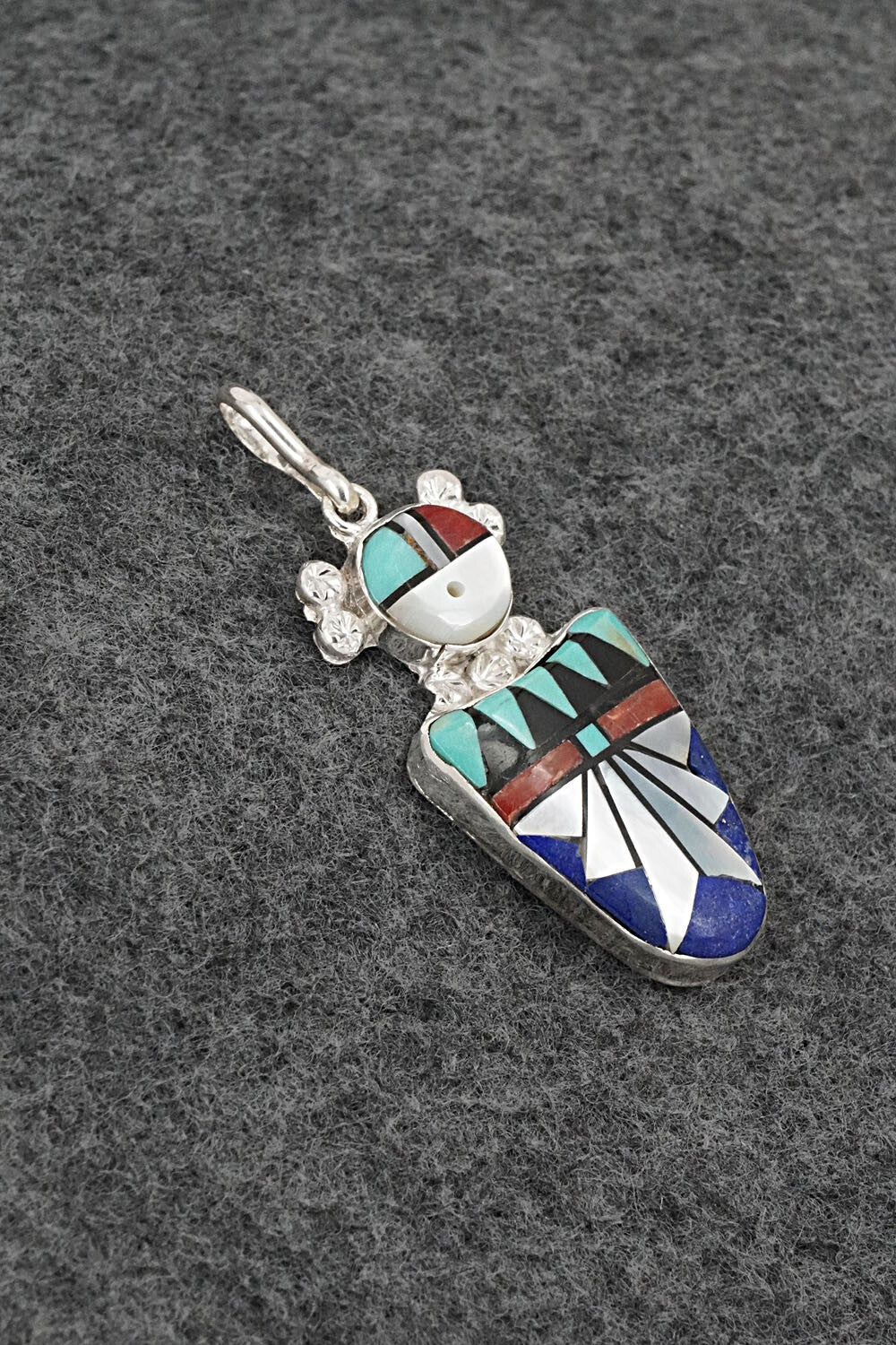 Multi-Stone & Sterling Silver Inlay Pendant - Ola Eriacho