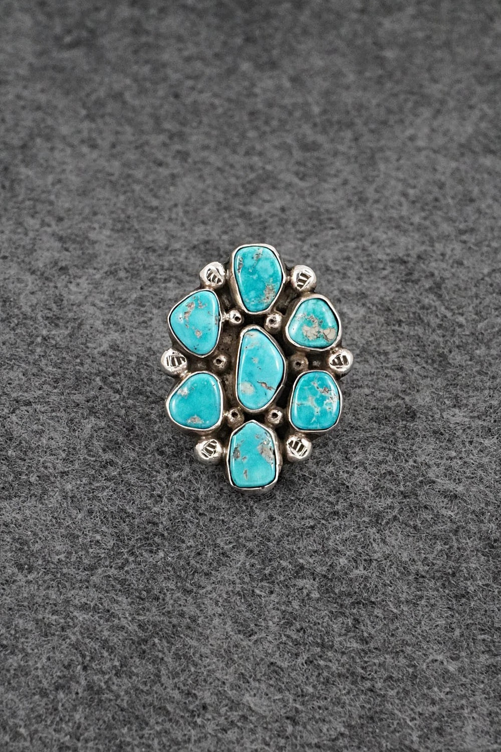 Turquoise & Sterling Silver Ring - Priscilla Reeder - Size 7.5