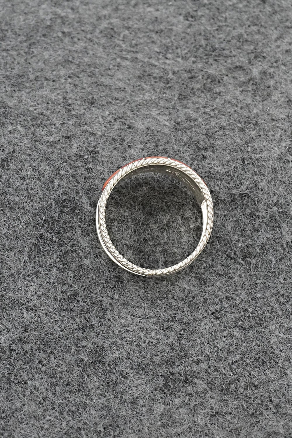 Coral and Sterling Silver Ring - Bruce Johnson - Size 10