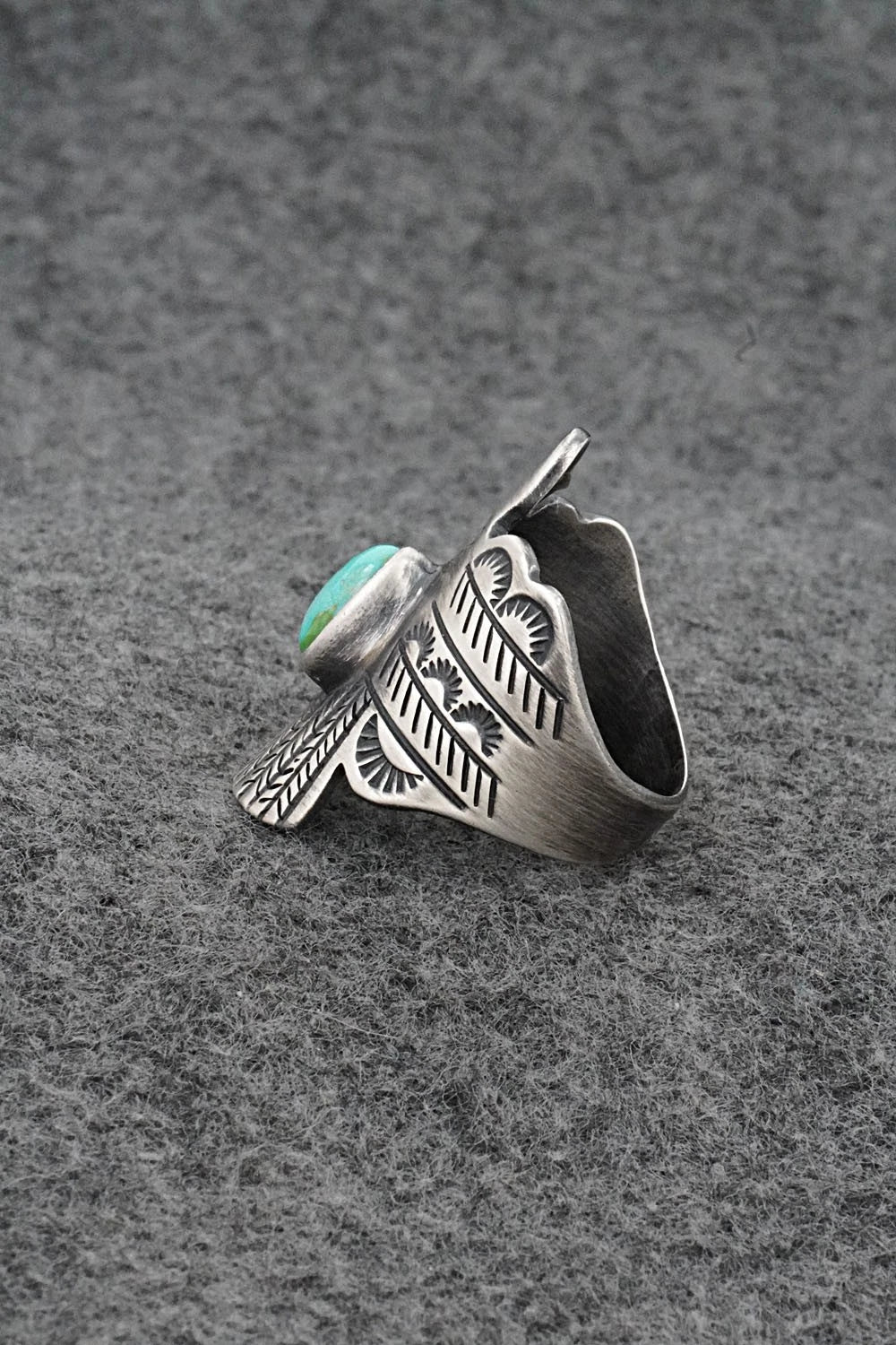 Turquoise and Sterling Silver Ring - Raymond Coriz - Size 9
