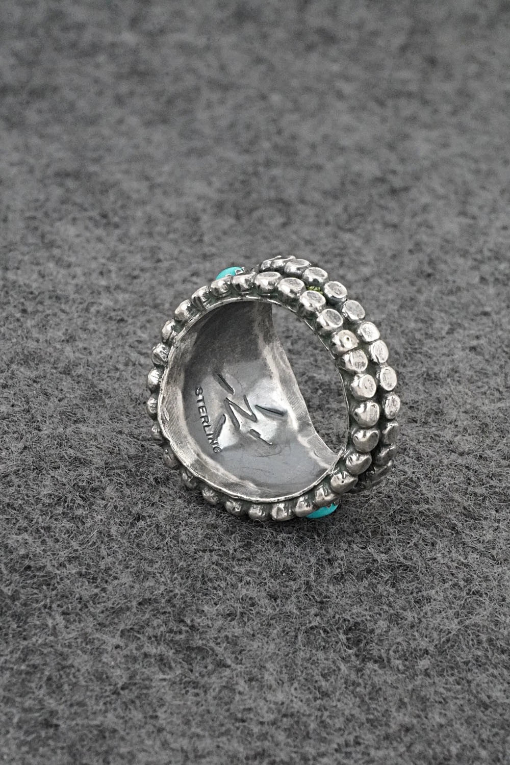 Turquoise & Sterling Silver Ring - Kenny Lonjose - Size 9.5