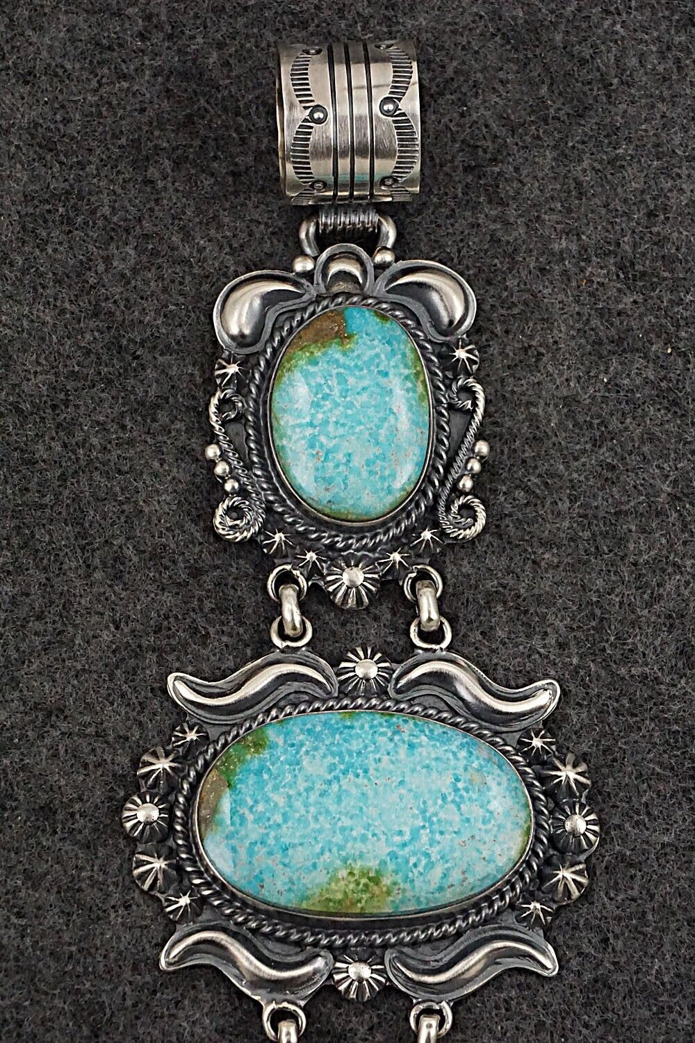 Turquoise & Sterling Silver Pendant - Raymond Delgarito
