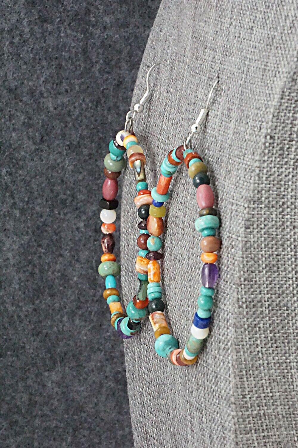 Multi-Stone & Sterling Silver Earrings - Helen Tsosie