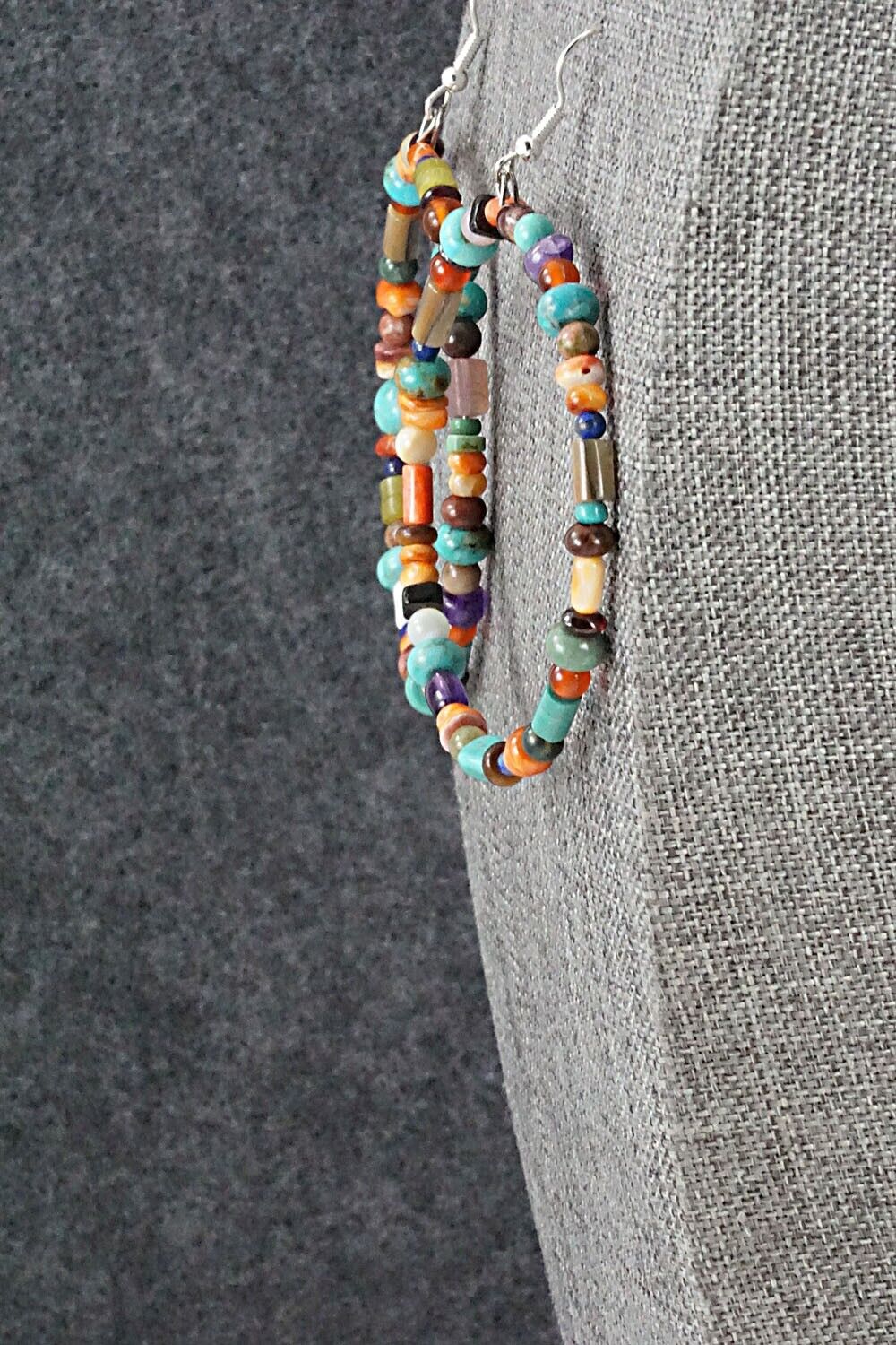 Multi-Stone & Sterling Silver Earrings - Helen Tsosie