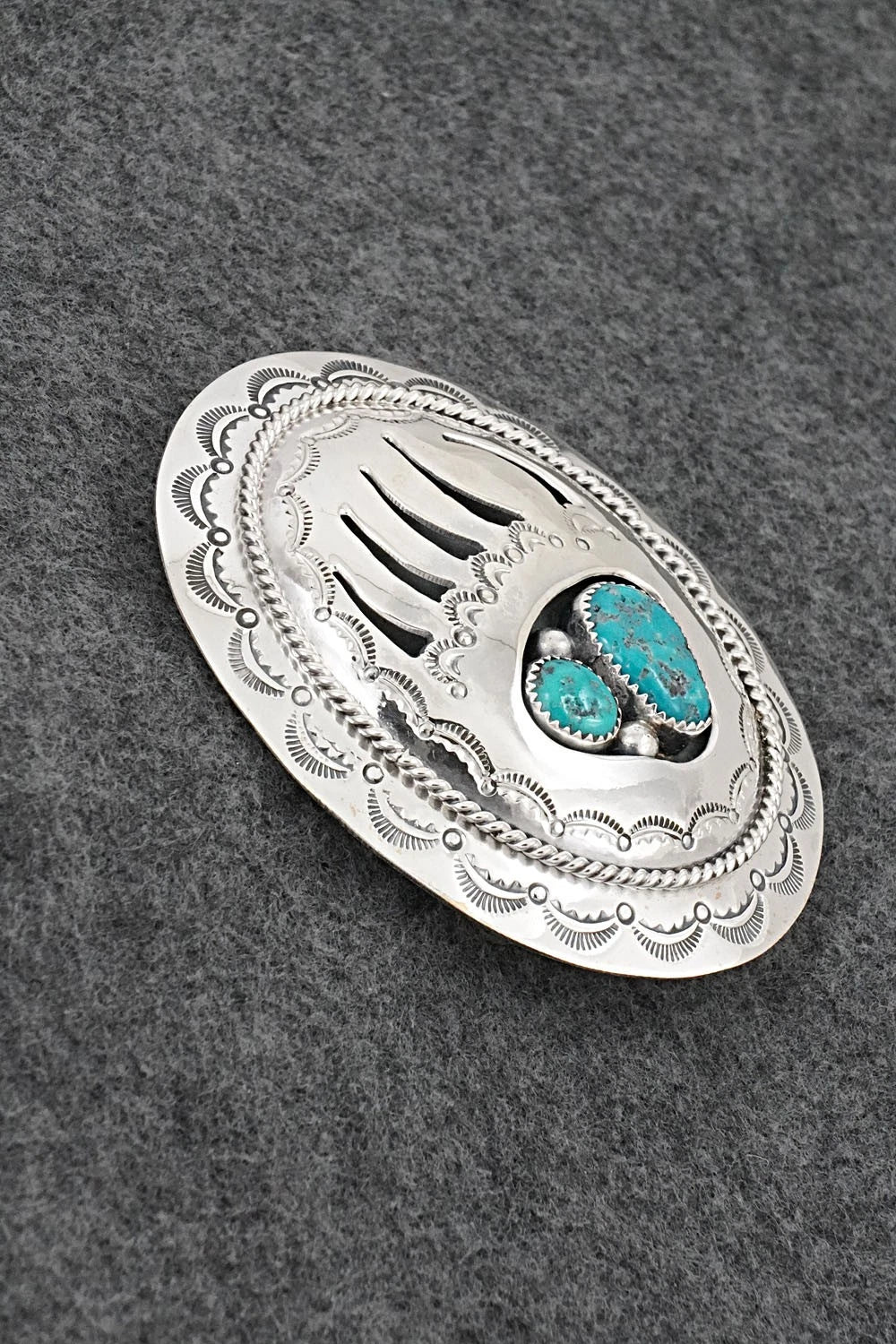 Turquoise & Sterling Silver Belt Buckle - Wilbert Muskett Sr.