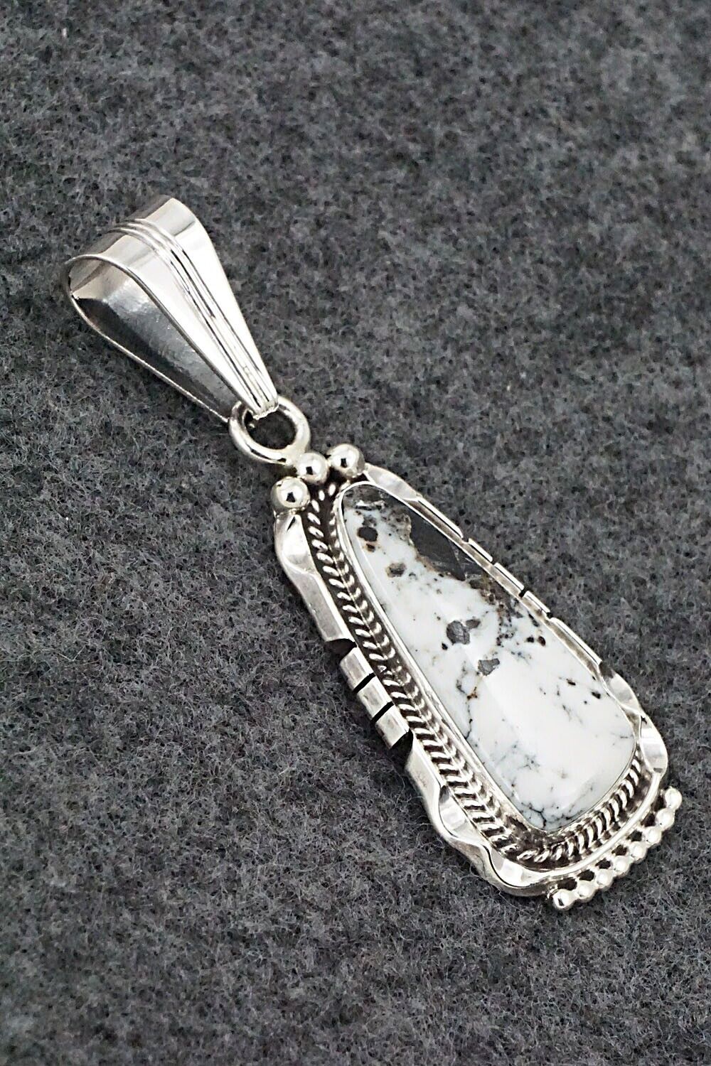 White Buffalo & Sterling Silver Pendant - Samuel Yellowhair