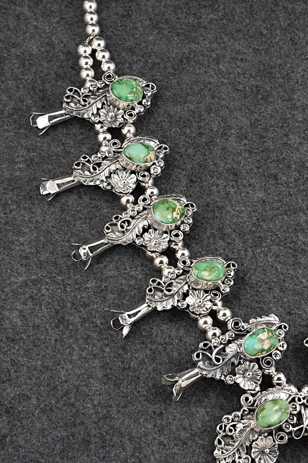 Turquoise & Sterling Silver Squash Blossom Set - Harry B. Yazzie