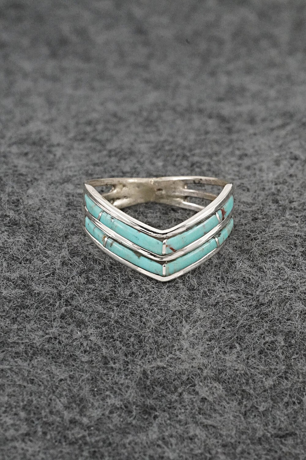 Turquoise & Sterling Silver Ring - Andrew Enrico - Size 7.5