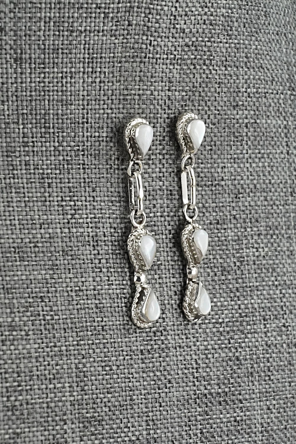 Mother of Pearl & Sterling Silver Earrings - Carol Lateyice