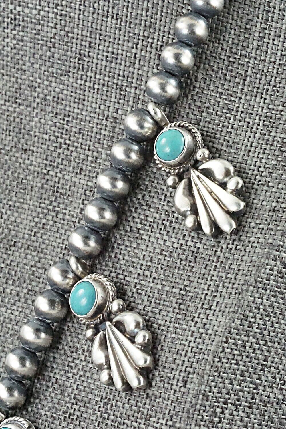 Turquoise & Sterling Silver Squash Blossom Necklace - Bobby Platero