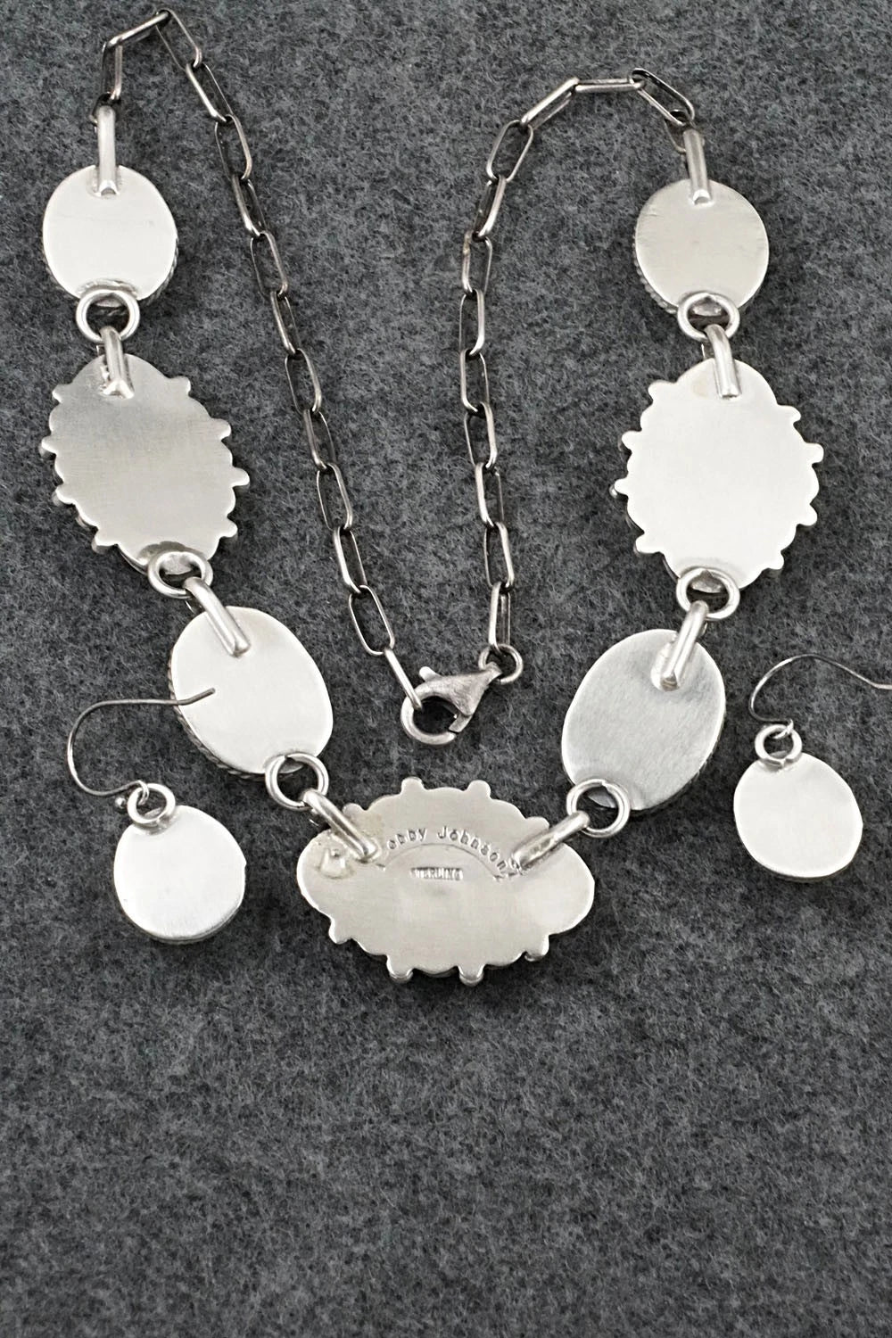 Turquoise & Sterling Silver Necklace and Earrings Set - Bobby Johnson