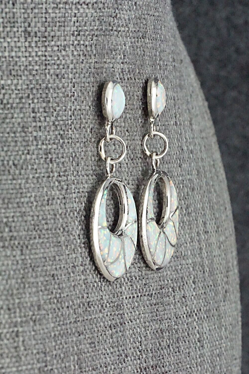 Opalite & Sterling Silver Inlay Earrings - Delorna Lahi