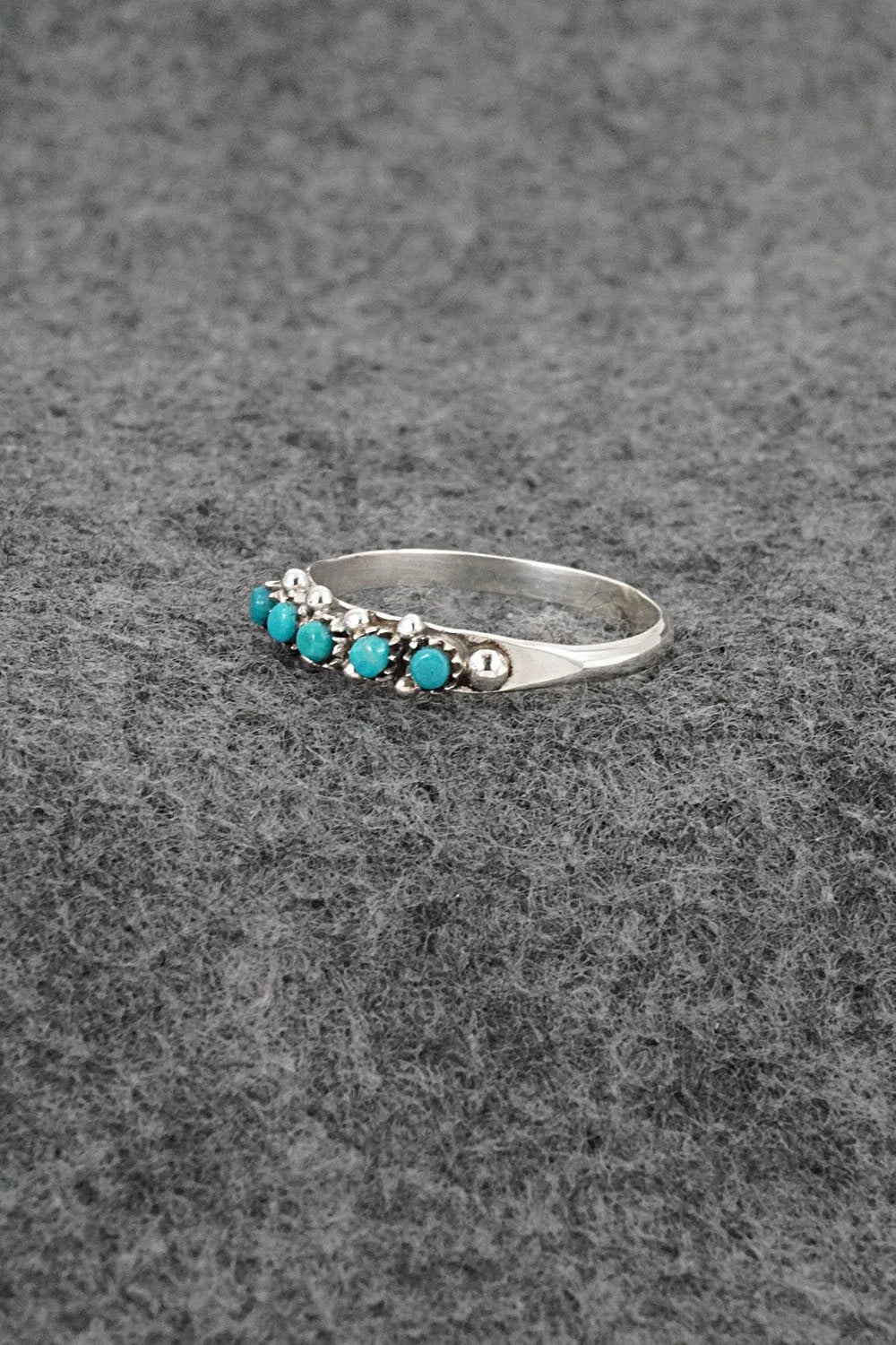 Turquoise & Sterling Silver Ring - April Haloo - Size 8.5