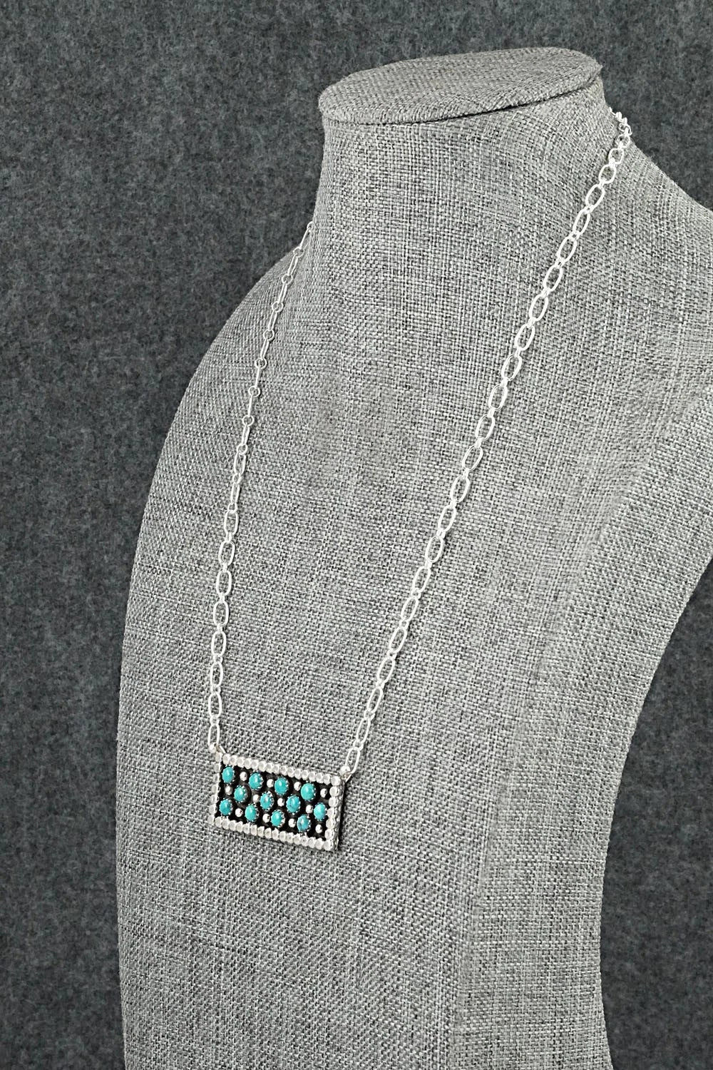 Turquoise & Sterling Silver Necklace - Kenny Lonjose