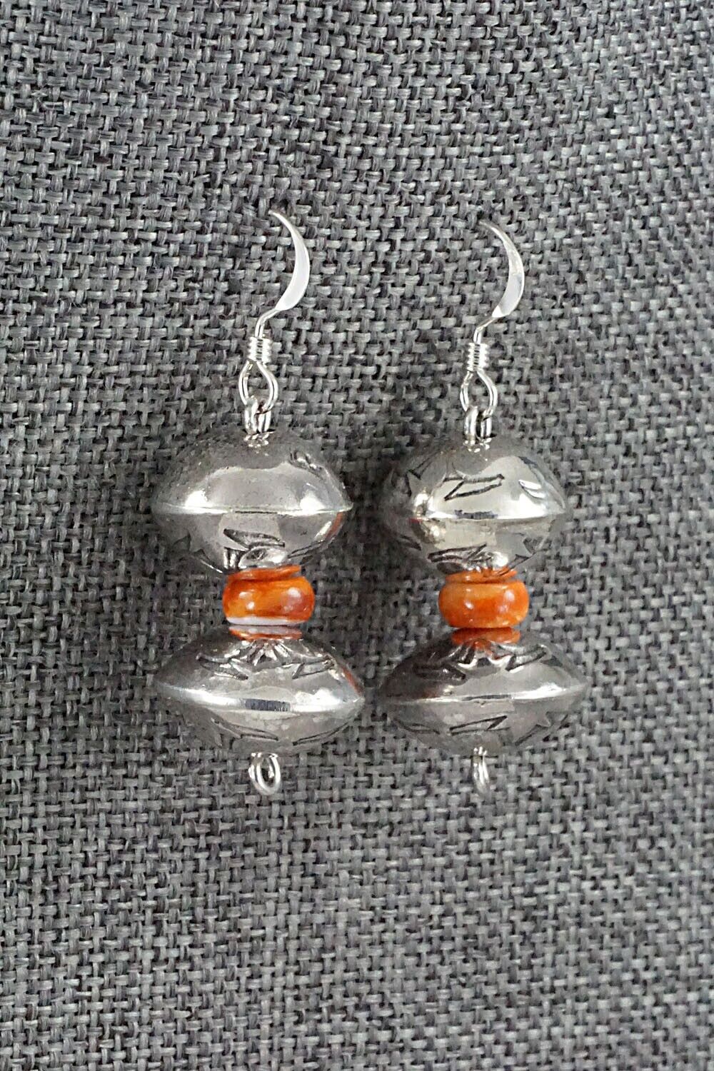 Spiny Oyster & Sterling Silver Navajo Pearl Earrings - Presley Haley