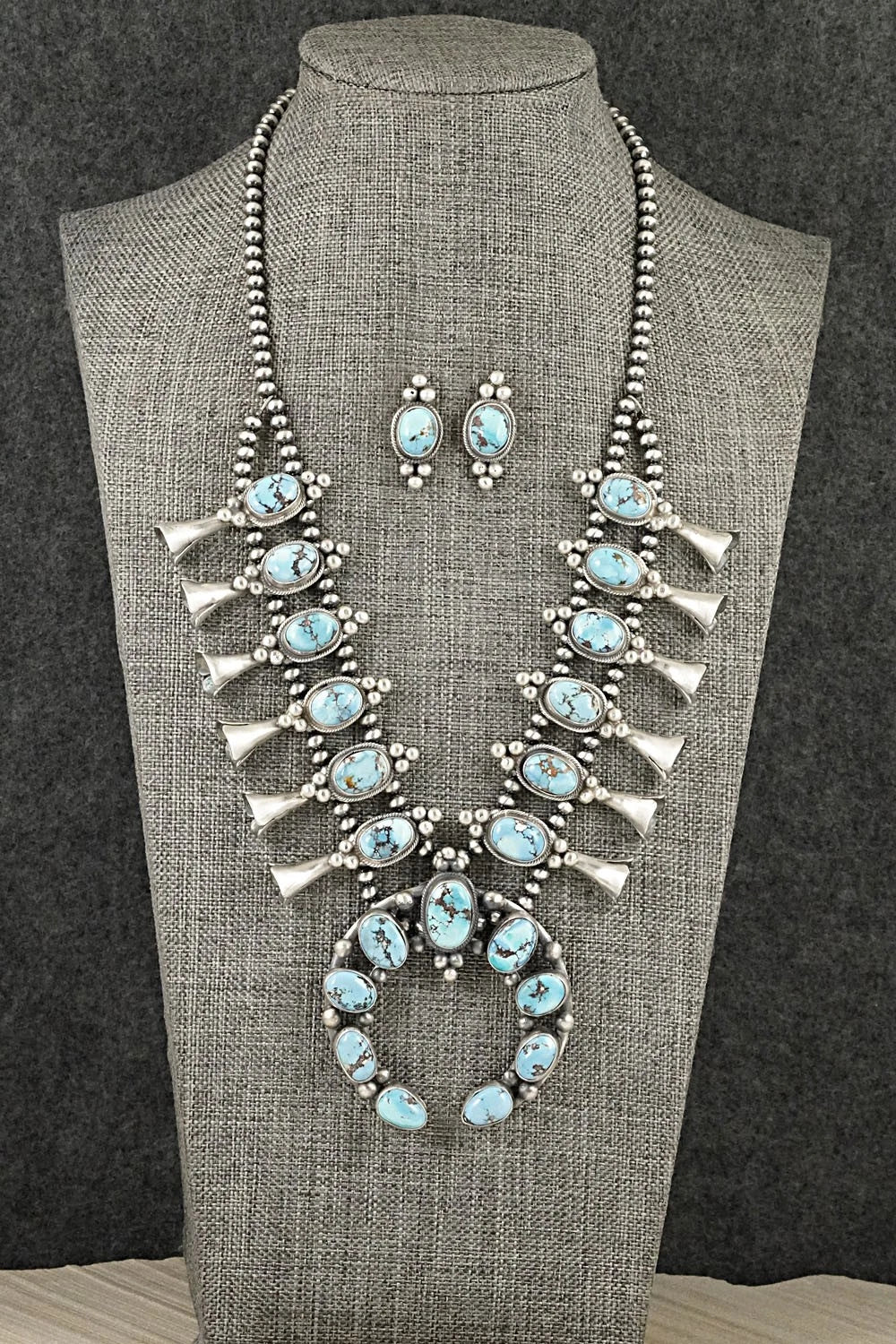 Turquoise & Sterling Silver Squash Blossom Set - Darrin Livingston