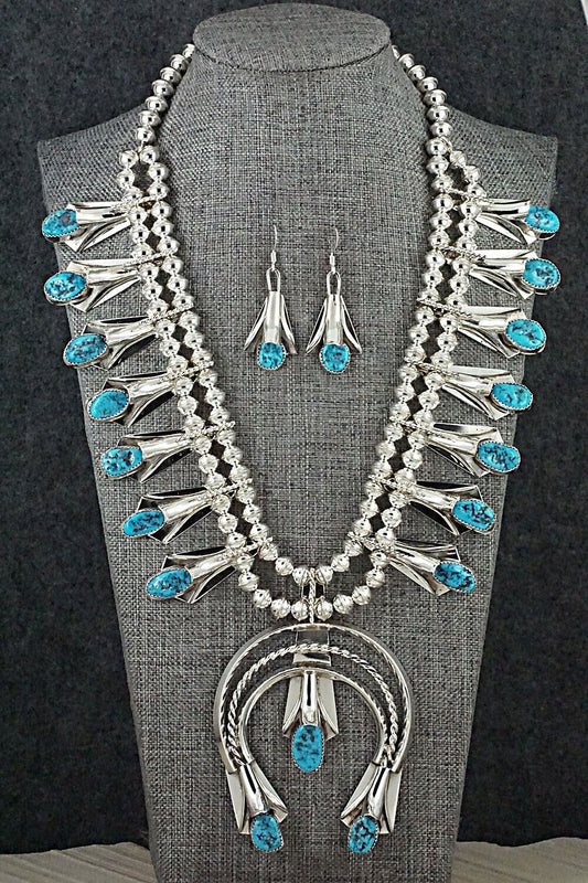 Turquoise & Sterling Silver Squash Blossom Set - Louise Yazzie