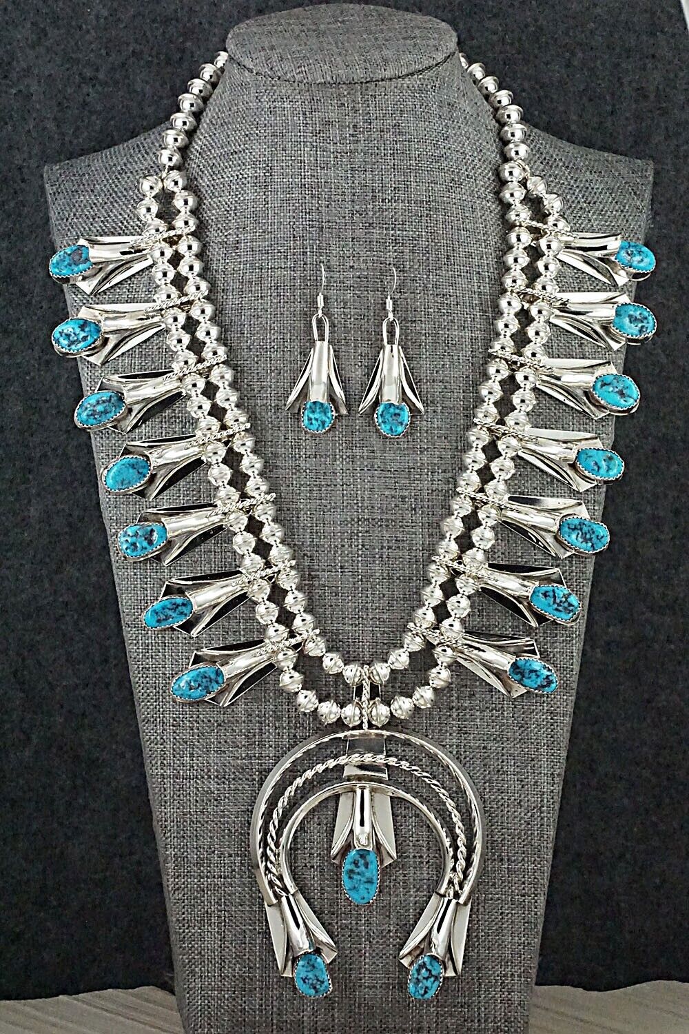 Turquoise & Sterling Silver Squash Blossom Set - Louise Yazzie