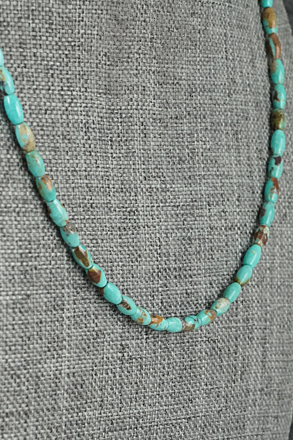 Turquoise & Sterling Silver Necklace 17" - Doreen Jake