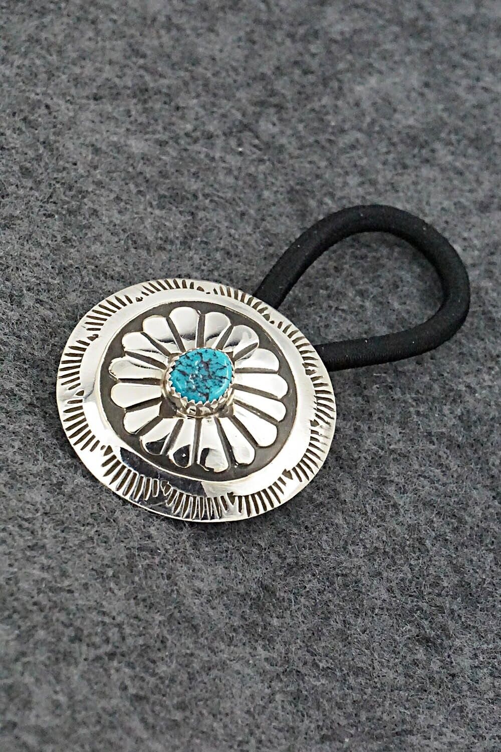 Turquoise & Sterling Silver Hair Tie - Jolene Begay