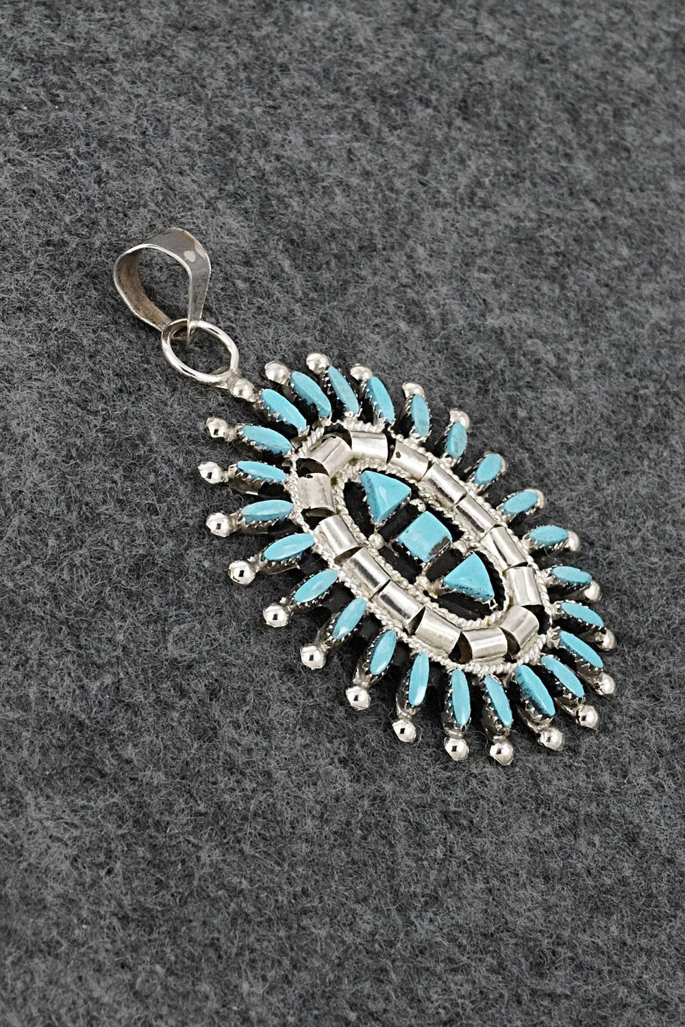 Turquoise & Sterling Silver Pendant - Evonne Hustito