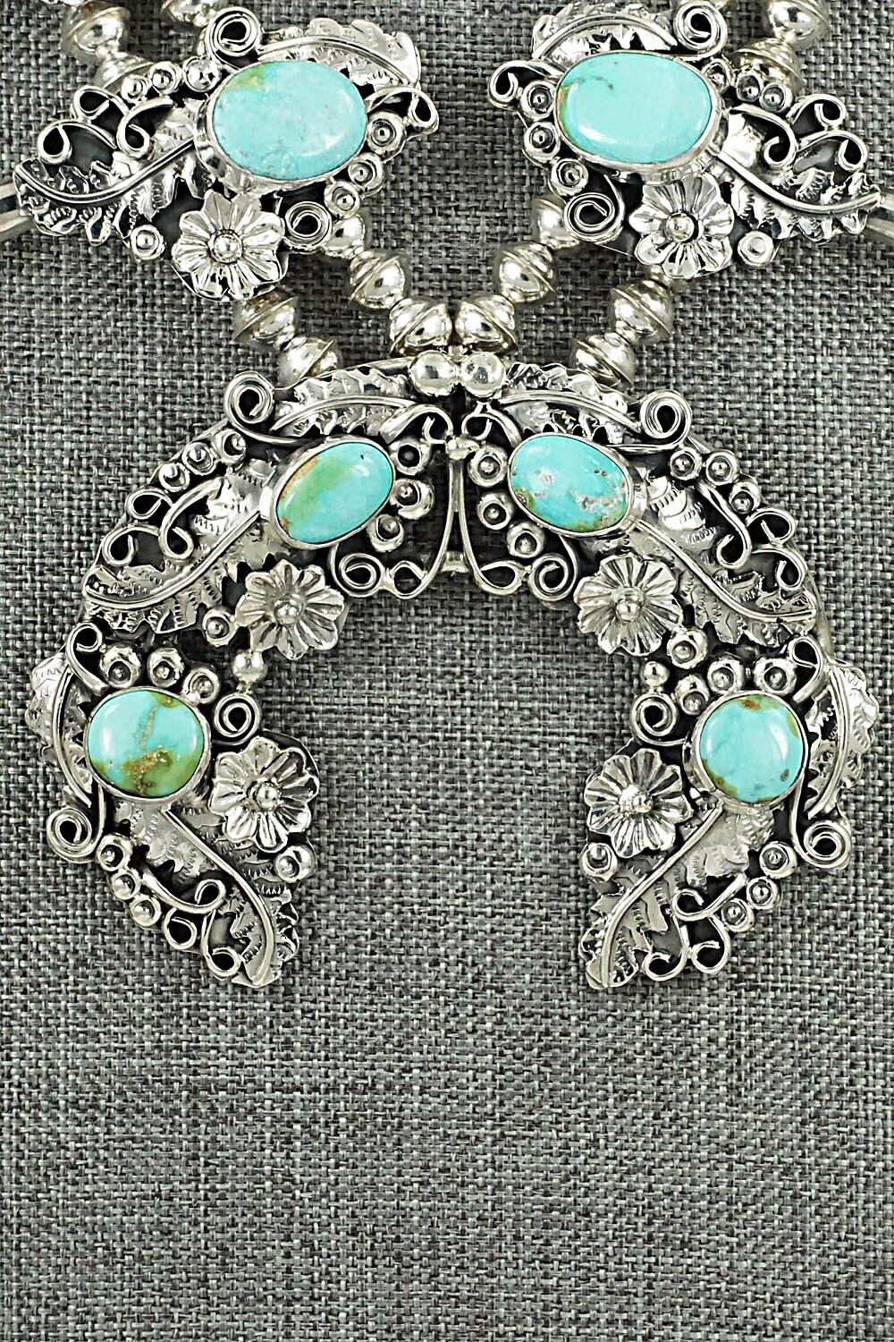 Turquoise & Sterling Silver Squash Blossom Set - Harry B. Yazzie