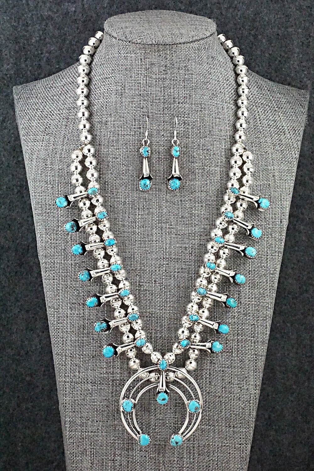 Turquoise & Sterling Silver Squash Blossom Set - Phil Garcia