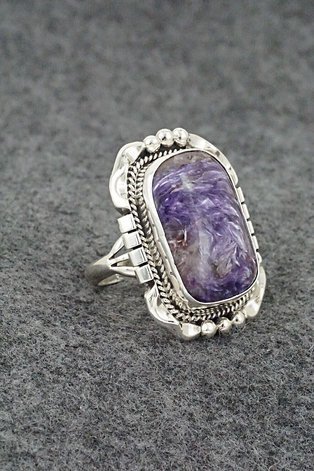 Charoite & Sterling Silver Ring - Samuel Yellowhair - Size 6.75