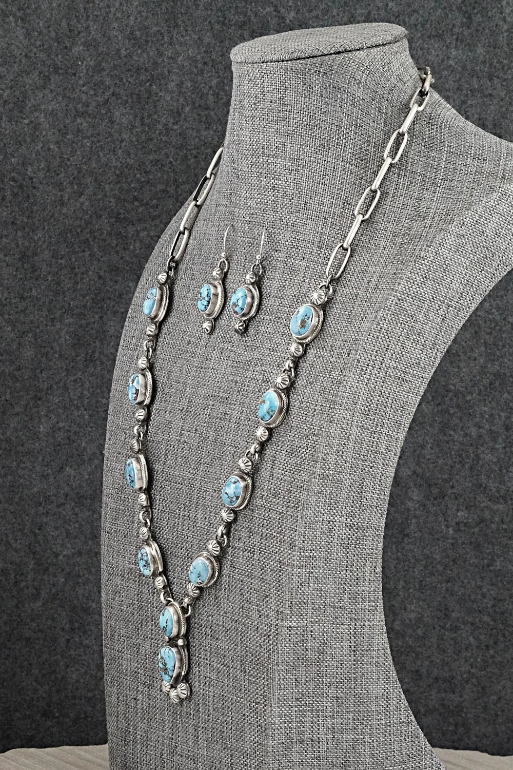 Turquoise & Sterling Silver Necklace and Earrings Set - Kathleen Livingston