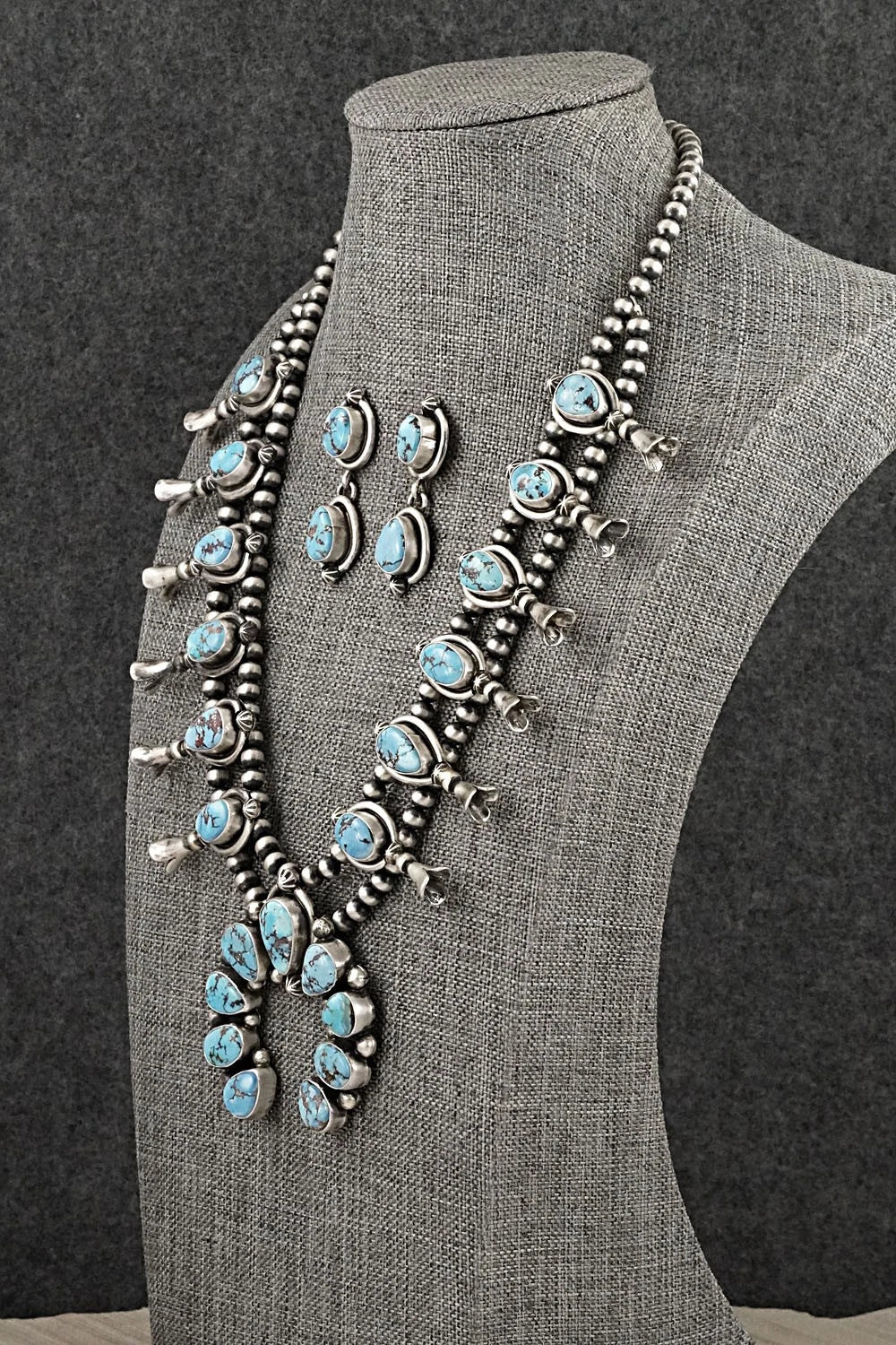 Turquoise & Sterling Silver Squash Blossom Set - Darrin Livingston
