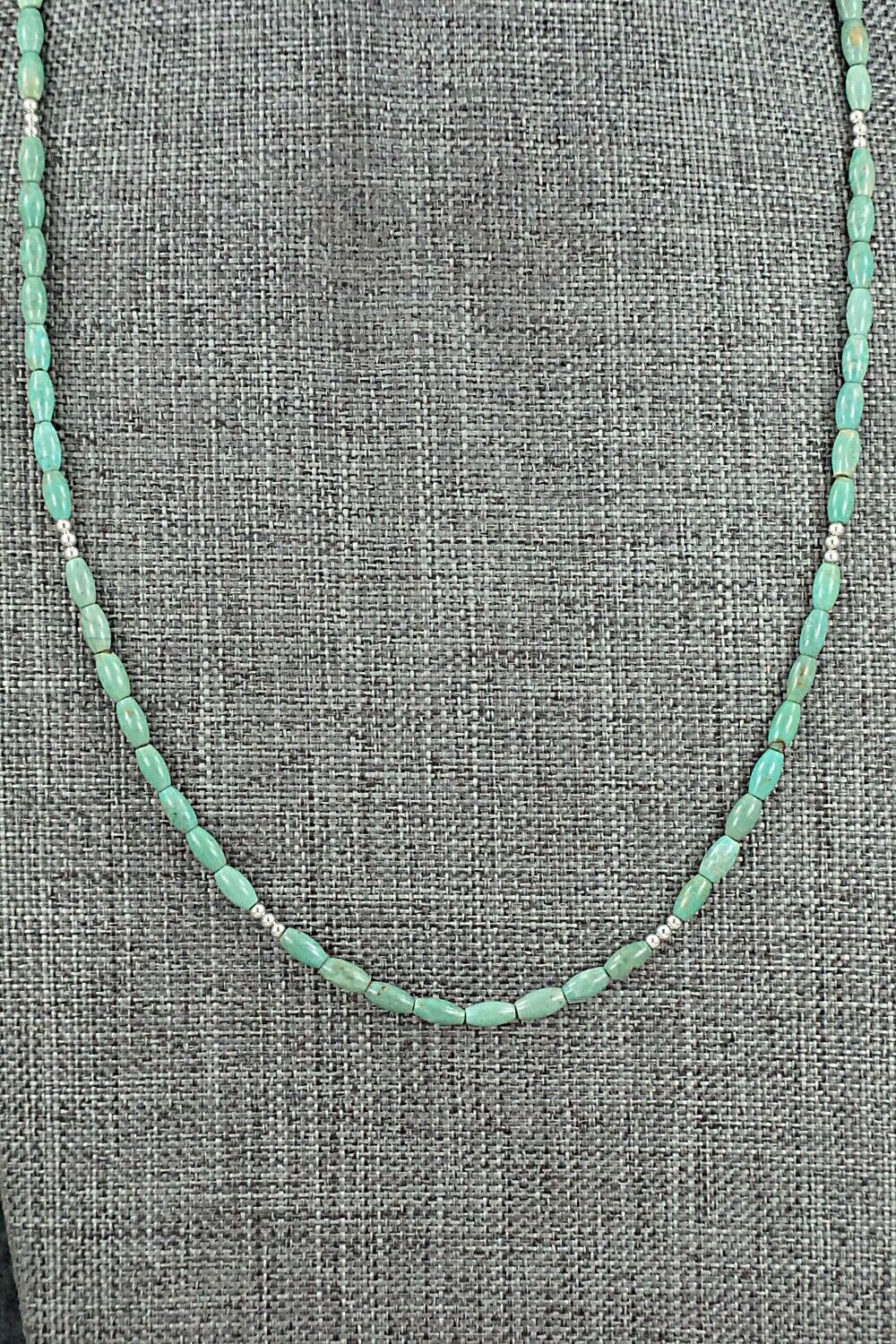 Turquoise & Sterling Silver Necklace 20" - Doreen Jake